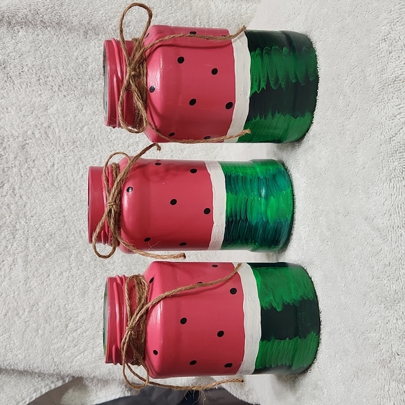 Hand Crafted Other - LAST SET❤️!Handmade Upcycled Watermelon Decorative Jar Set of 3